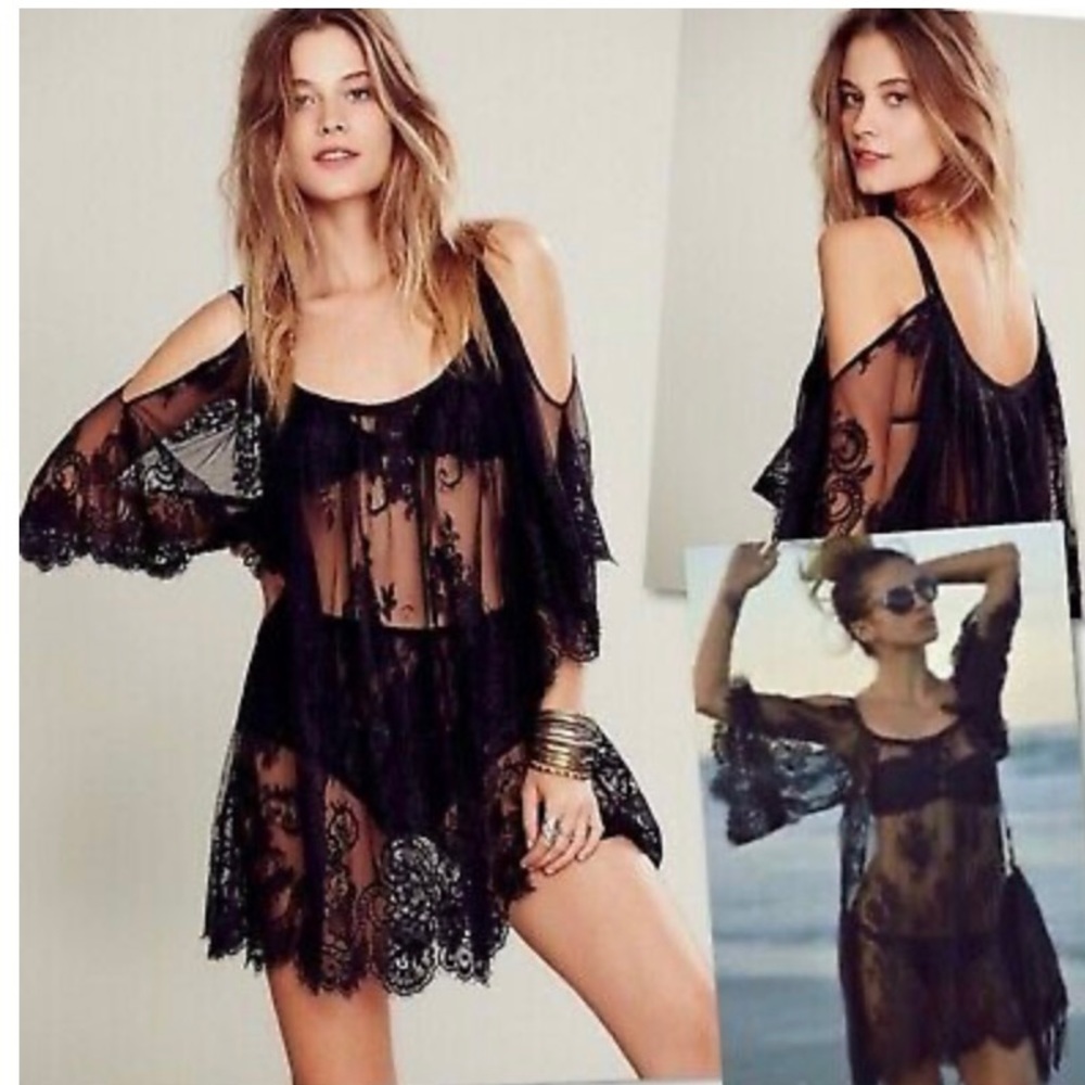 Jen’s Pirate Booty Free People On the Open Road black lace tunic